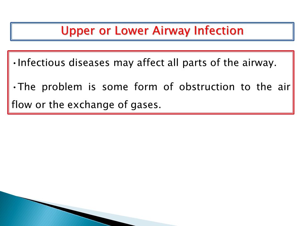 Infectious diseases may affect all parts of the airway.