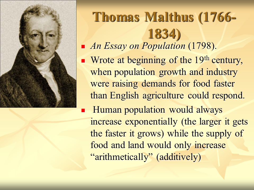 Thomas Malthus S 1798 Work Essay On The Principle Of Population