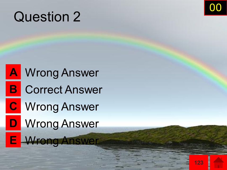 Question 1 A B C D E Correct Answer Wrong Answer