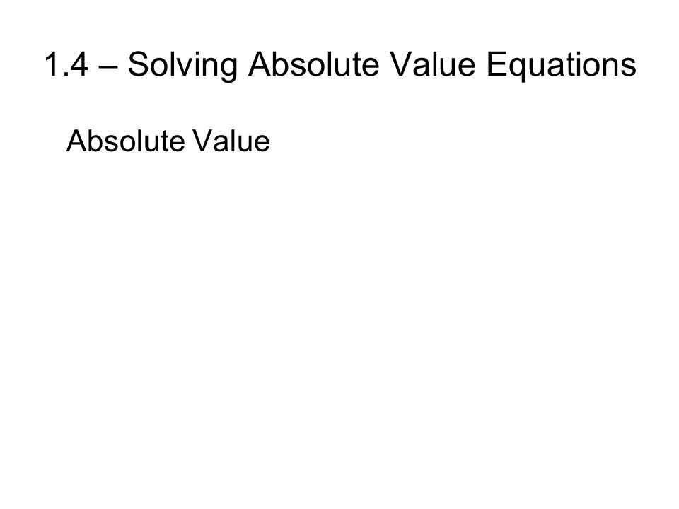Absolute Value