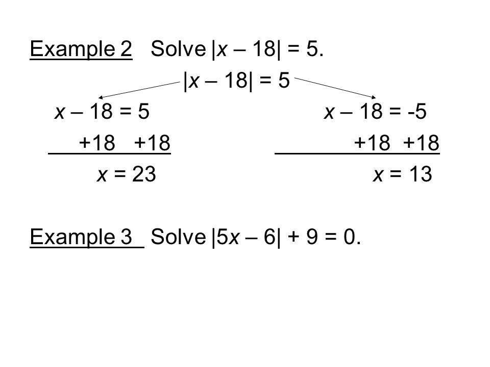 Example 2 Solve |x – 18| = 5.
