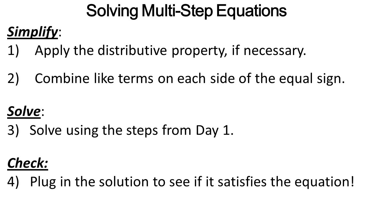 Multi Step Equations Steps Talkchannels Steps For Solving An Equation Talkchannels