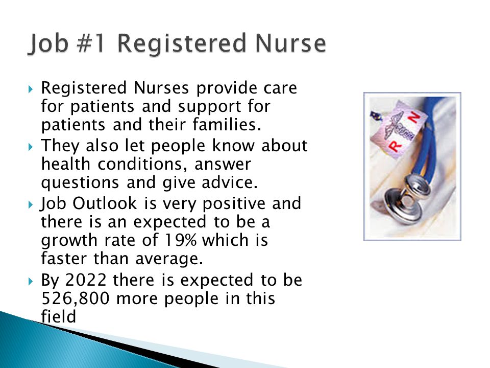  Registered Nurses provide care for patients and support for patients and their families.