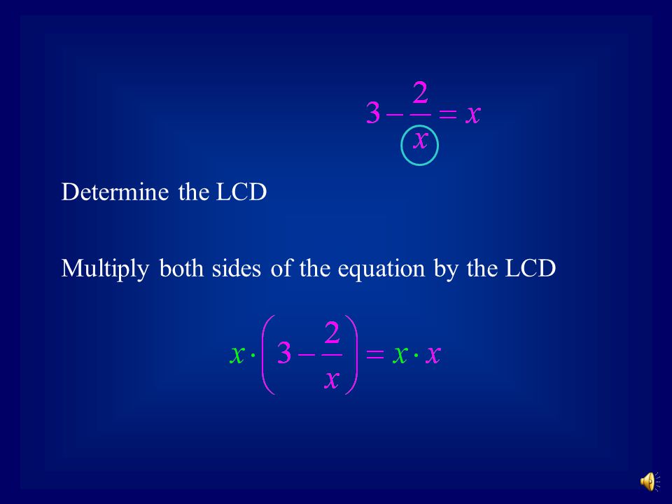 Example 1 First determine any restrictions on the variable.