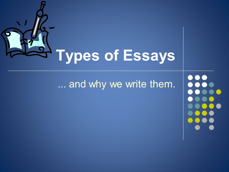 Types of Essays... and why we write them.