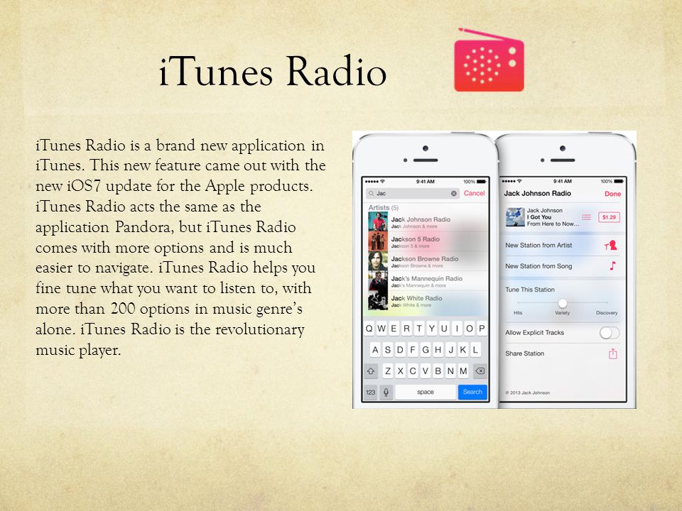 iTunes Radio iTunes Radio is a brand new application in iTunes.