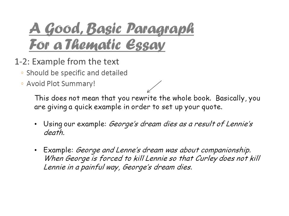 thematic essay examples