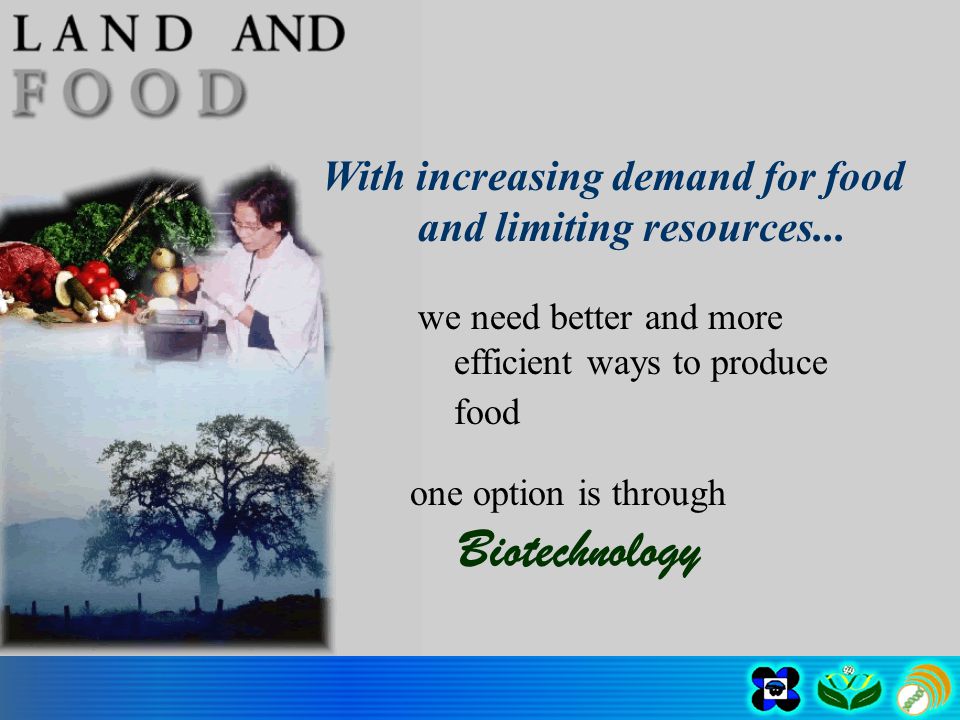 we need better and more efficient ways to produce food With increasing demand for food and limiting resources...