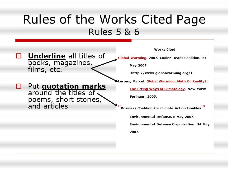 work cited calculator
