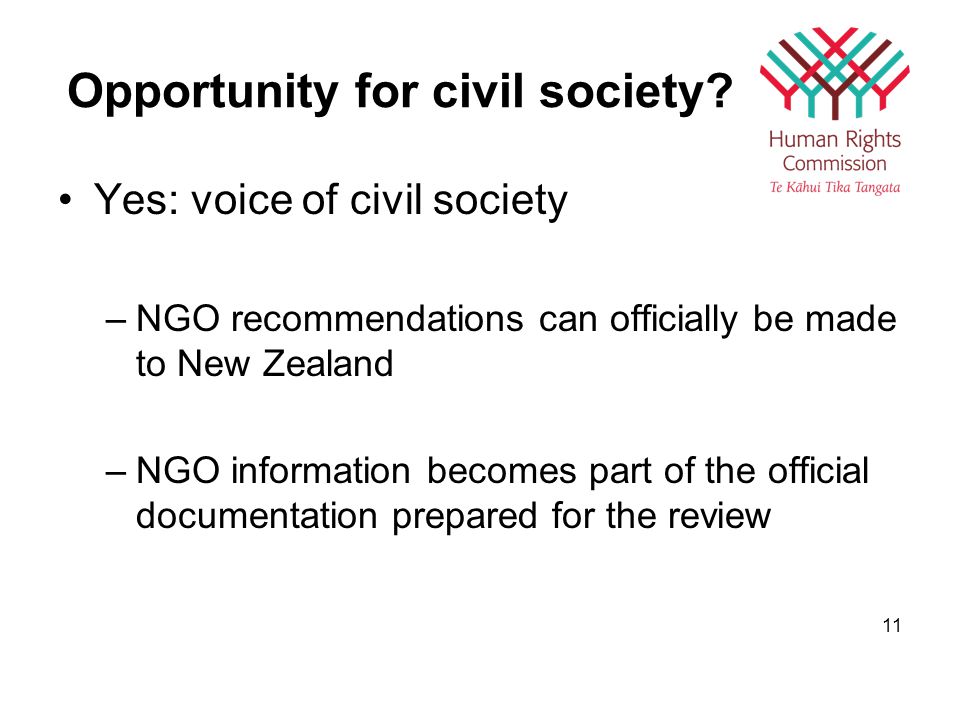 Opportunity for civil society.