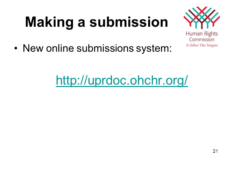 Making a submission New online submissions system:   21