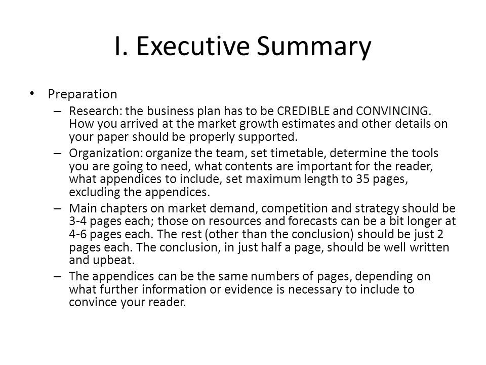 Executive summary marketing business plan