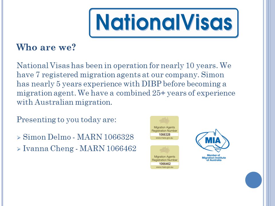 Who are we. National Visas has been in operation for nearly 10 years.