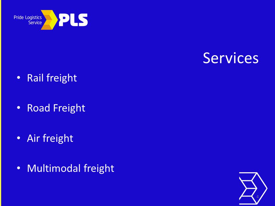 Services Rail freight Road Freight Air freight Multimodal freight 4
