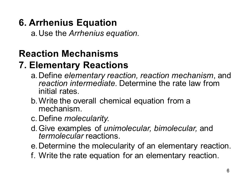 1 Reaction Rates Definition Of Rate 2 Experimental Arrhenius Equation A Use The