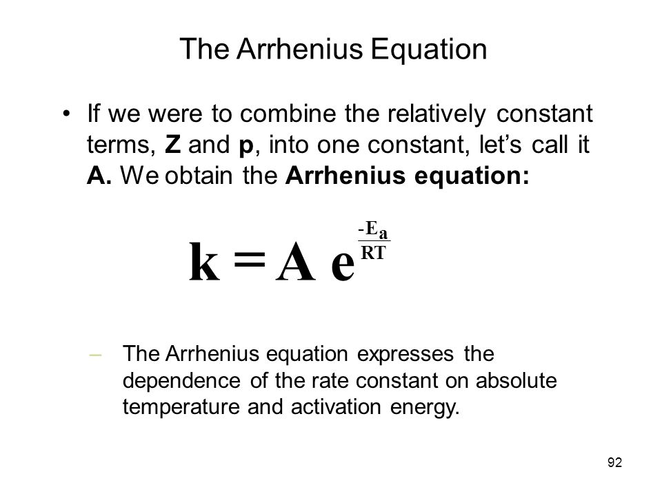 Arrhenius Equation Solver Talkchannels 1 Reaction Rates Definition Of Rate 2 Experimental The Arrhenius Equation Chemical Kinetics