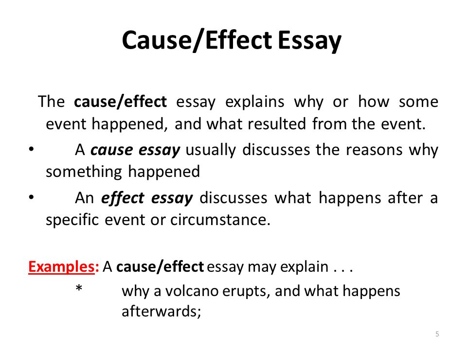 Steps to writing a cause and effect essay