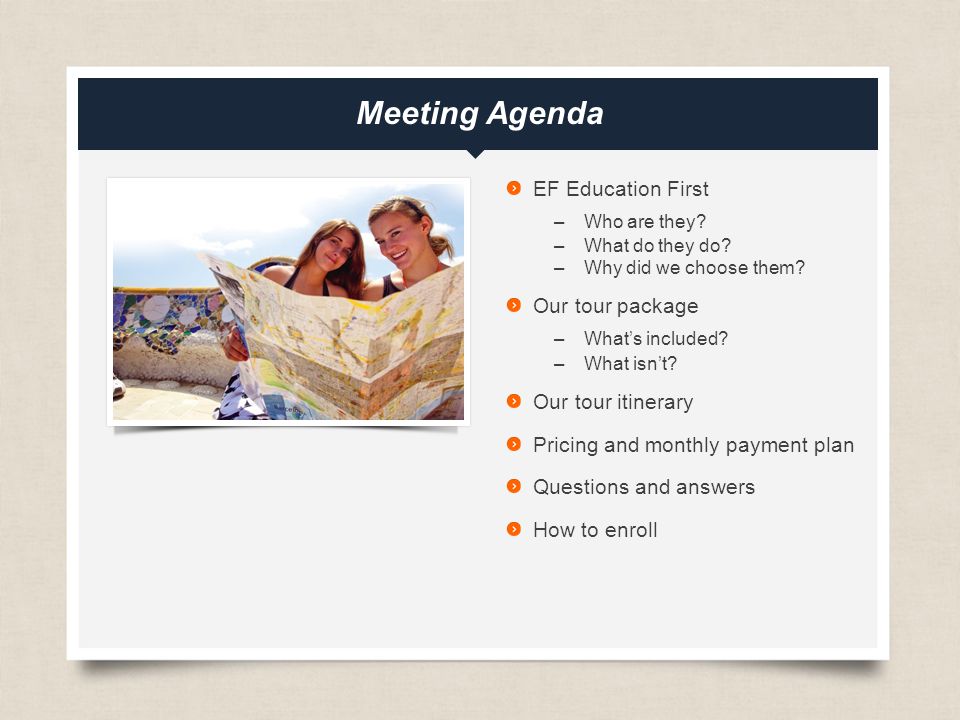 eftours.com Meeting Agenda EF Education First –Who are they.