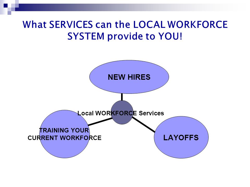 What SERVICES can the LOCAL WORKFORCE SYSTEM provide to YOU.