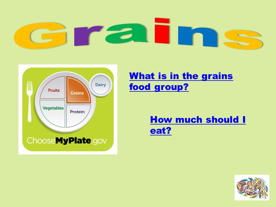 What is in the grains food group How much should I eat