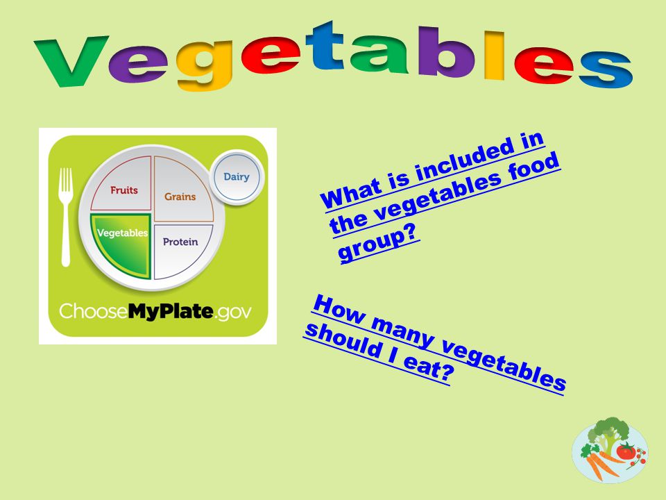 How many vegetables should I eat What is included in the vegetables food group