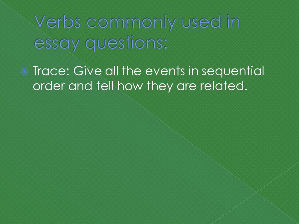  Trace: Give all the events in sequential order and tell how they are related.