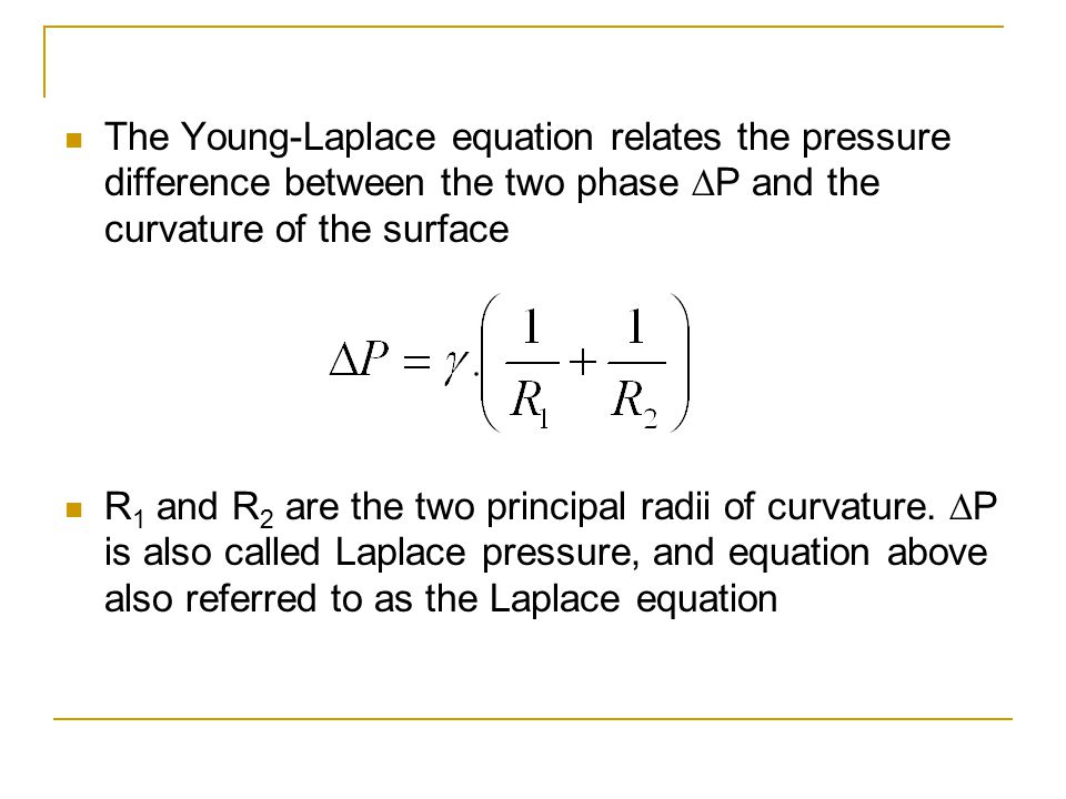 Laplace Young Equation Talkchannels Liquid Surfaces Microscopic Picture Of Surface A Applying The Young Laplace Equation