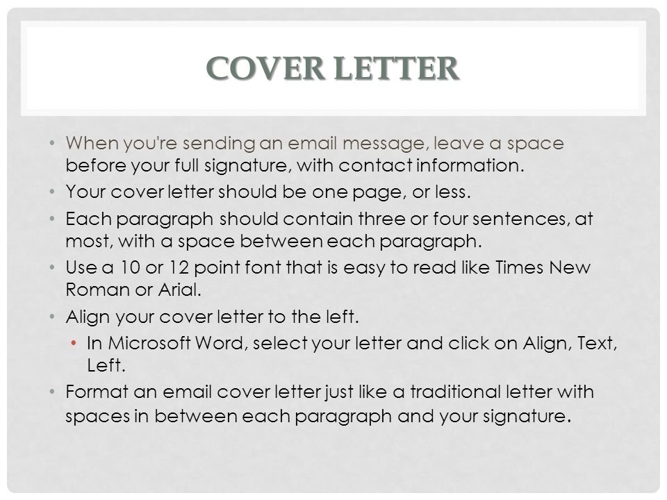 Email cover letter signature