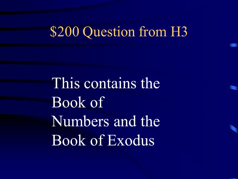 $100 Answer from H3 The Bible