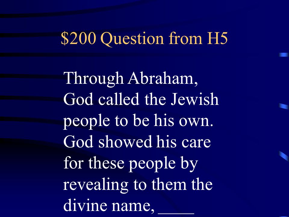 $100 Answer from H5 Scripture