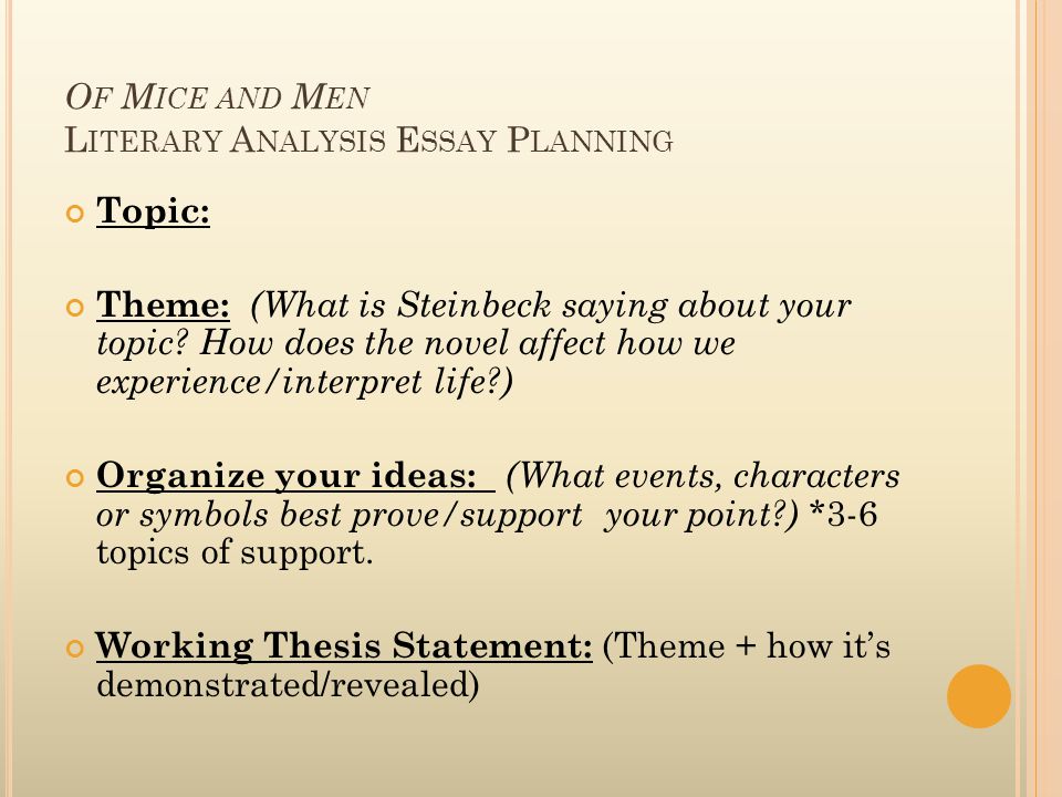 Of Mice And Men Essay Topics