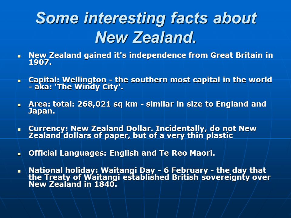 Some interesting facts about New Zealand.