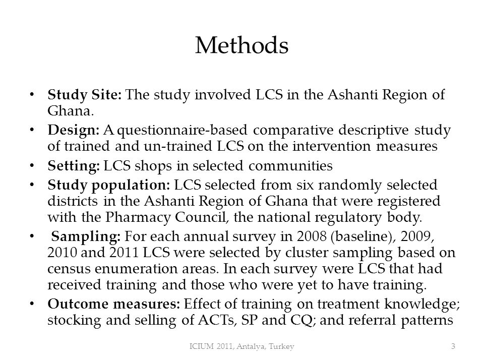 Methods Study Site: The study involved LCS in the Ashanti Region of Ghana.