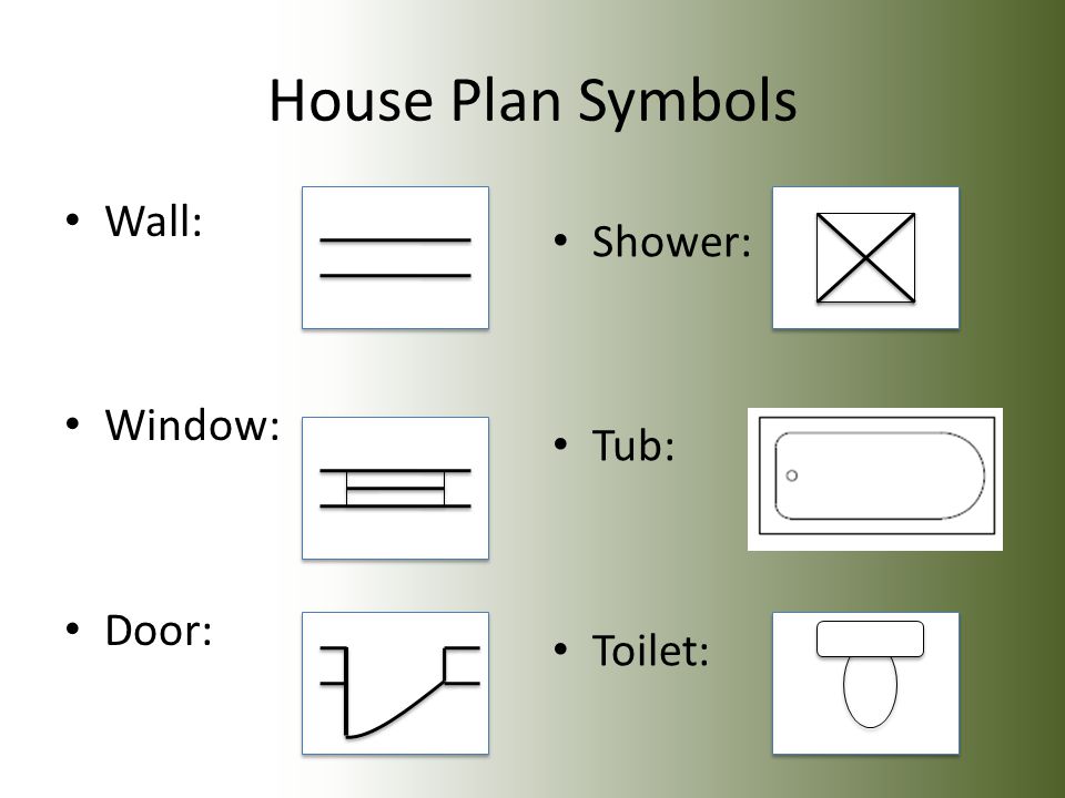 House Plan Symbols Wall: Window: Door: Shower: Tub: Toilet: