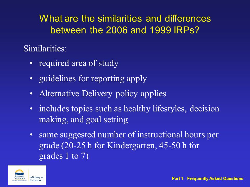 What are the similarities and differences between the 2006 and 1999 IRPs.