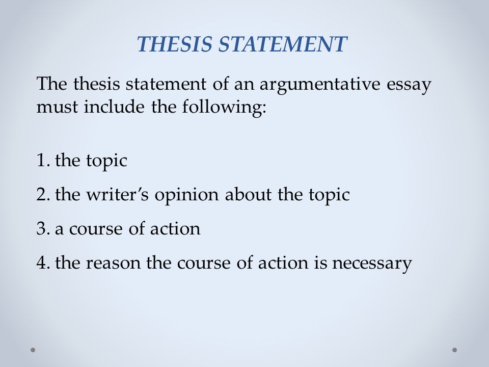 thesis statement argumentative essay