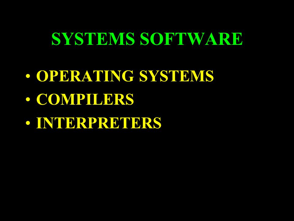 SYSTEMS SOFTWARE OPERATING SYSTEMS COMPILERS INTERPRETERS