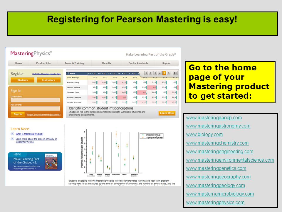 Registering for Pearson Mastering is easy.