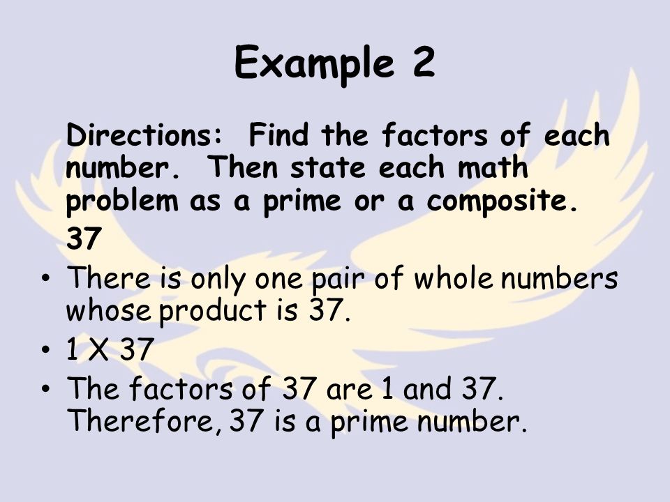 Example 2 Directions: Find the factors of each number.