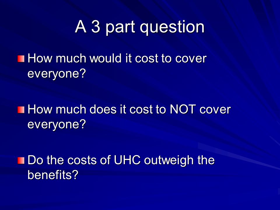 A 3 part question How much would it cost to cover everyone.