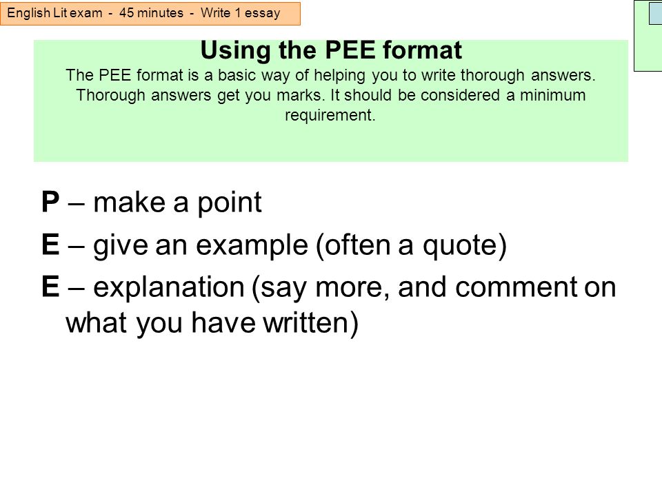 Pee - an essay-writing technique