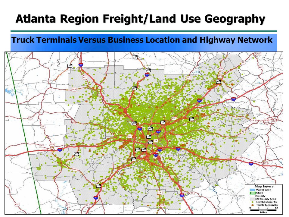 Truck Terminals Versus Business Location and Highway Network Atlanta Region Freight/Land Use Geography