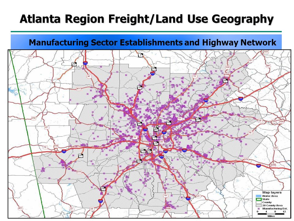 Manufacturing Sector Establishments and Highway Network Atlanta Region Freight/Land Use Geography