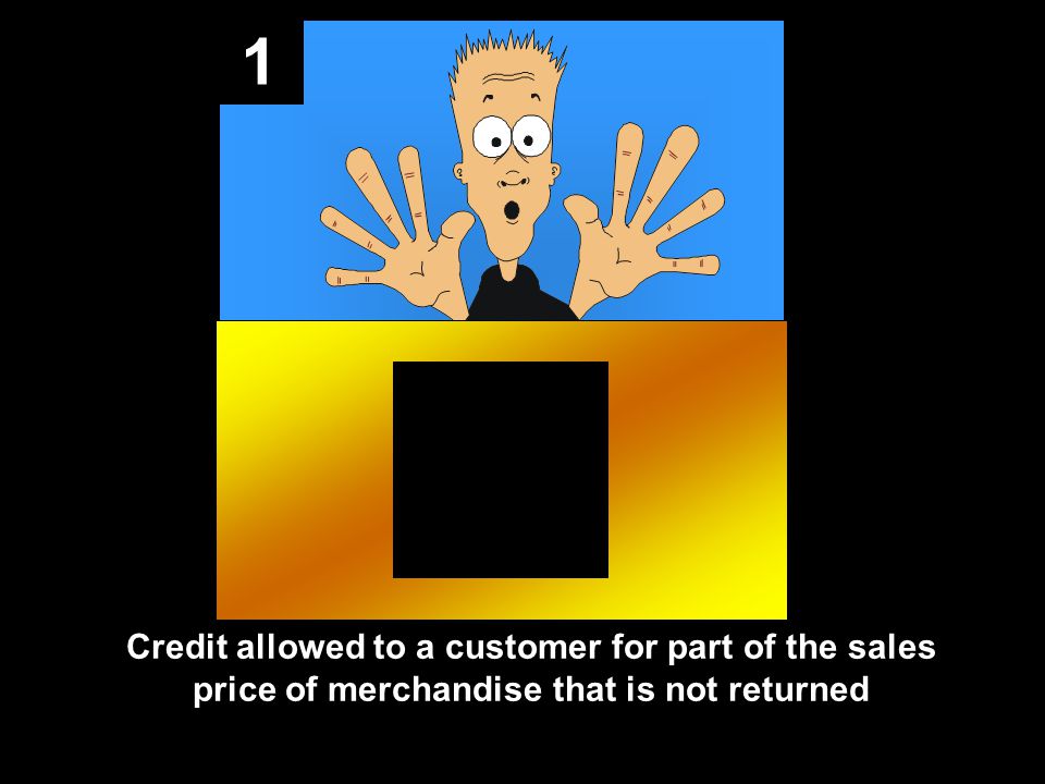 1 Credit allowed to a customer for part of the sales price of merchandise that is not returned