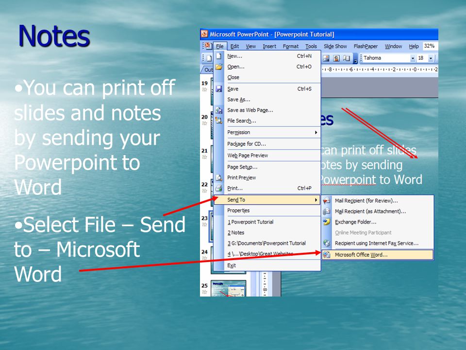 Notes You can add notes to your Powerpoint.