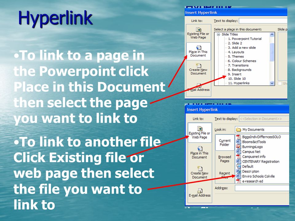 Hyperlinks You can link to a website by typing or pasting in the url :   and putting a space after it.