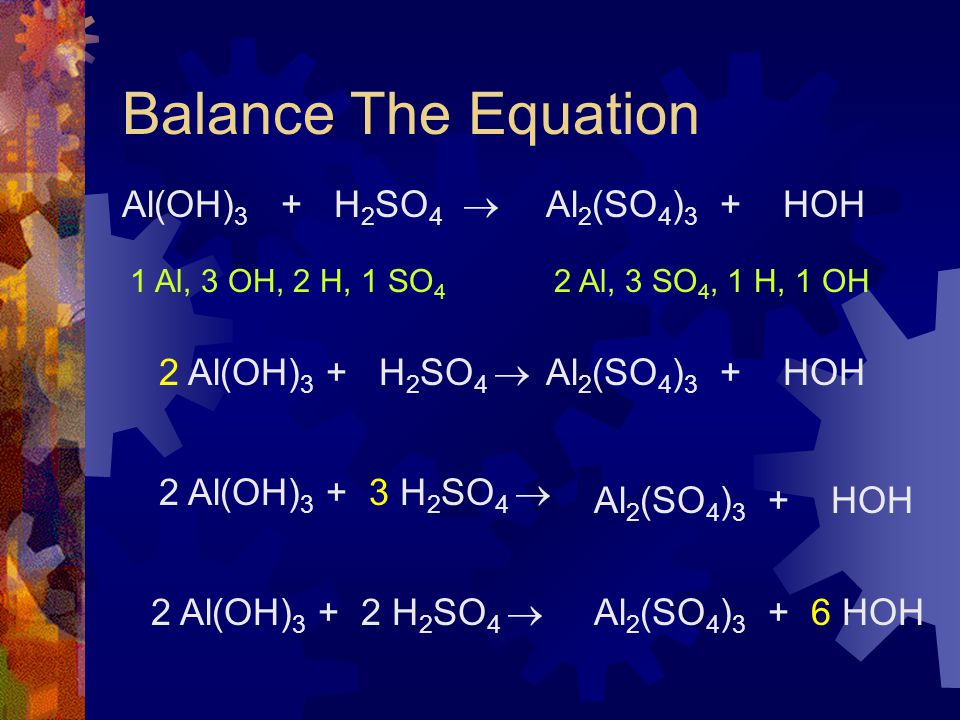 Writing And Balancing Equations Chemistry Dr May Ppt Download 14 Write Equation Aluminum Hydroxide Plus Sulfuric Acid Gives Sulfate Water Al 3 Oh 1 Hydrogen H
