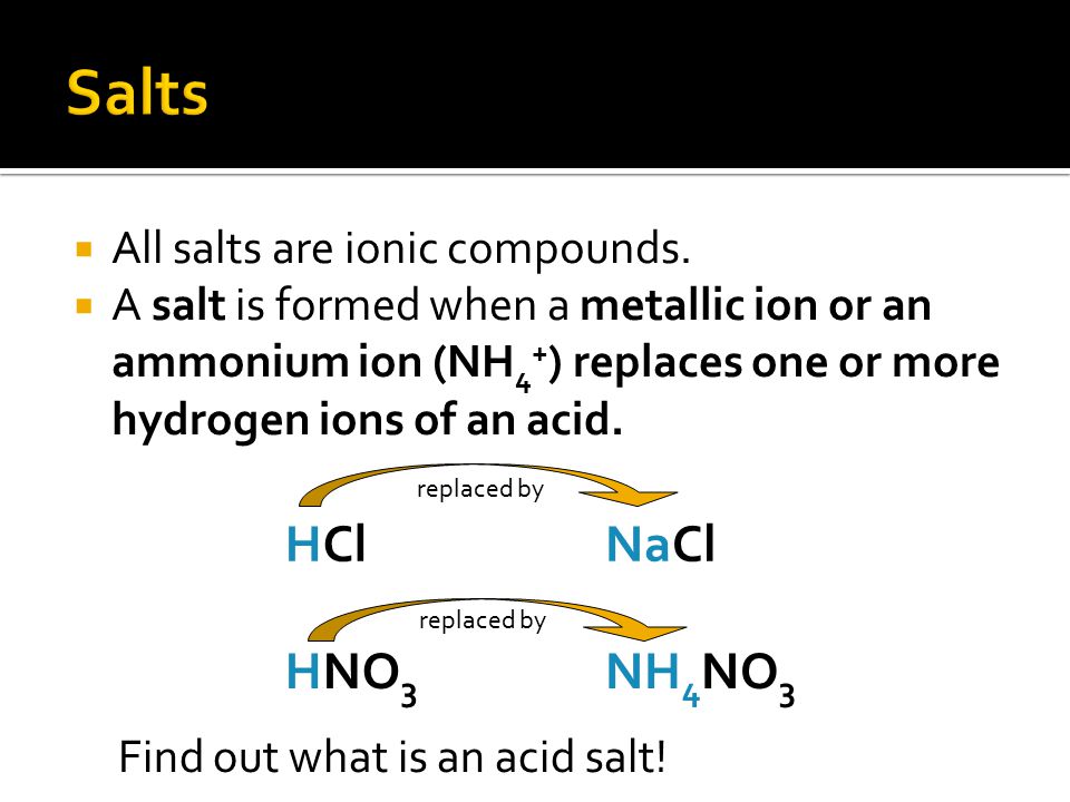  All salts are ionic compounds.