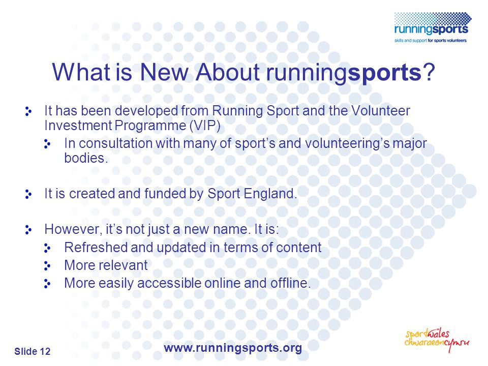 Slide 12 What is New About runningsports.