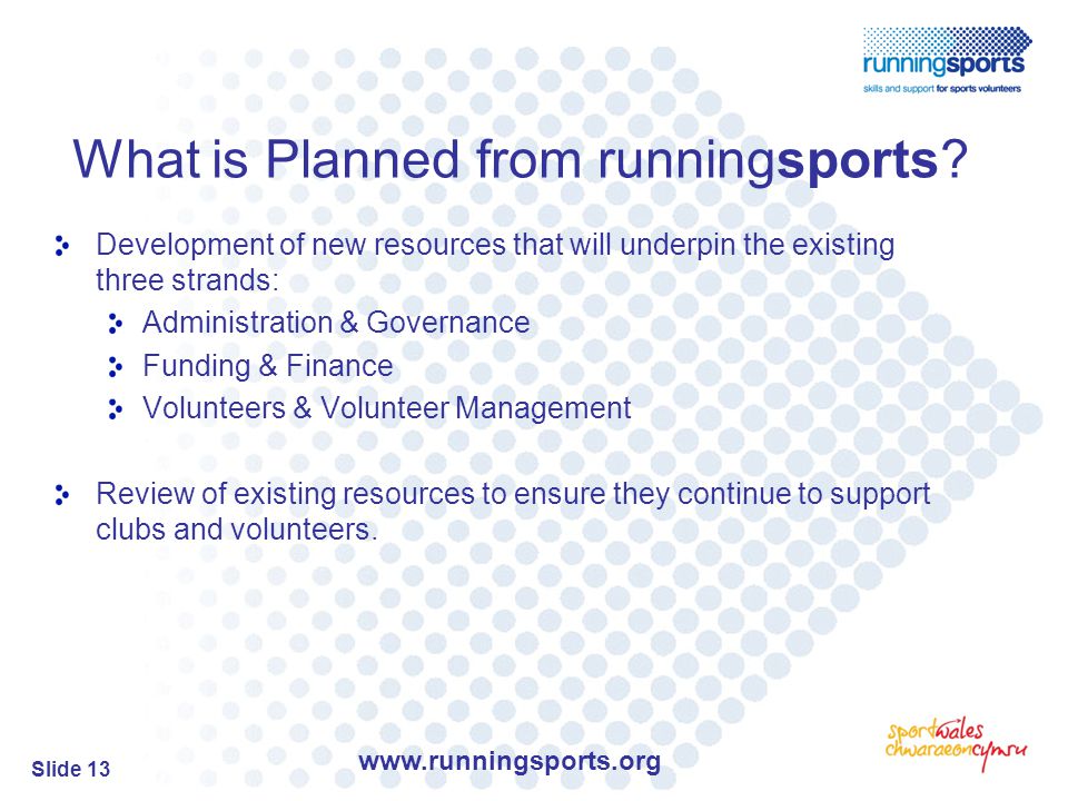 Slide 13 What is Planned from runningsports.